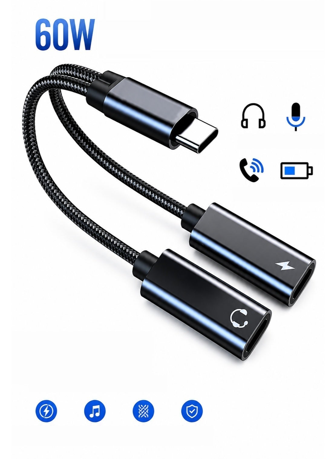 ميكروسبيد micro speed usb-c Splitter To Dual type-c 27W 14x3x1 cm