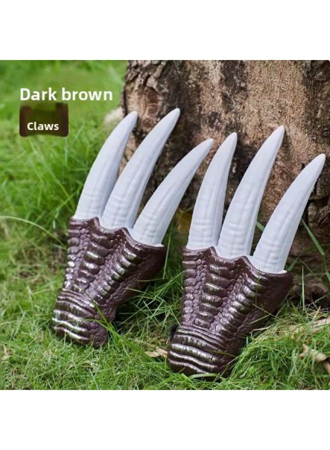 Loquat Prank Tyrannosaurus Rex Dinosaur Mask Headset Toy Plastic Stegosaurus Velociraptor Brachiosaurus Cosplay Accessories-Color:Dinosaur Short Claw Pair-Brown - Image 1