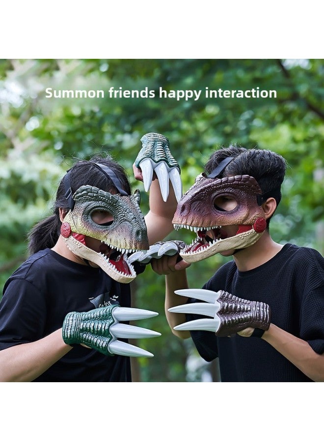 Loquat Prank Tyrannosaurus Rex Dinosaur Mask Headset Toy Plastic Stegosaurus Velociraptor Brachiosaurus Cosplay Accessories-Color:Dinosaur Short Claw Pair-Brown - Image 3