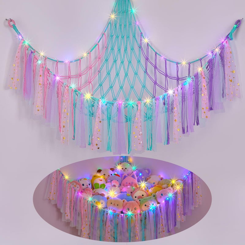FIOBEE Stuffed Animals Net or Hammock with LED Light Toy Hammock Hanging Stuffed Animals Storage Organizer Holder Room Dcor for Nursery Kids Bedroom - Image 2