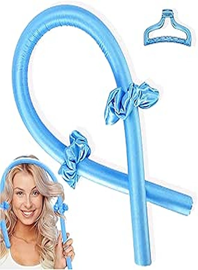 Fashion Color Heatless Curling Rod Headband with Hair Clips and Scrunchie No Heat Hair Rollers for Sleeping Overnight Adjustable Wave Curling Iron Kit for Long Hair (Blue) - Image 1