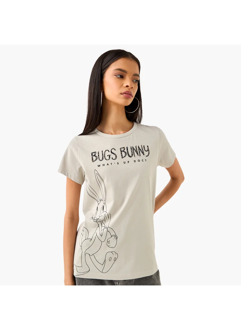 اس بي كاركترز Bugs Bunny Print T-shirt with Crew Neck