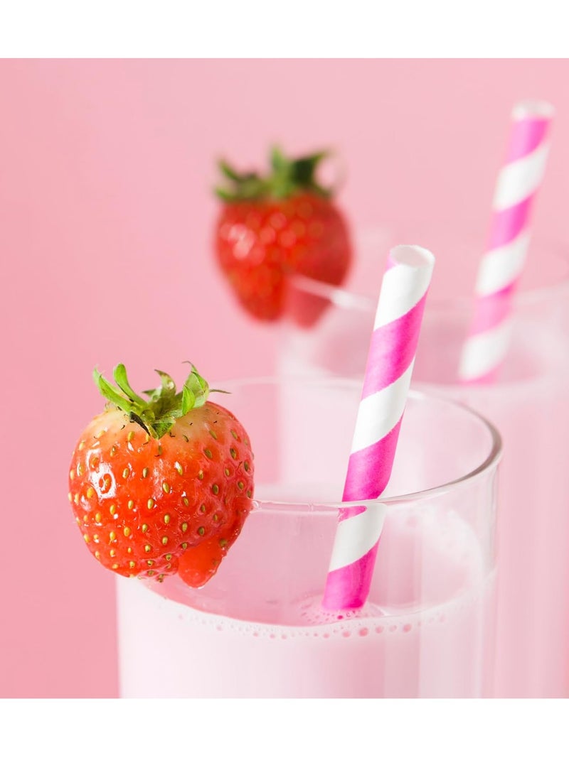 vsell24 100pcs Pink Paper Straws – Biodegradable, Eco-Friendly Drinking Straws for Parties - Image 2