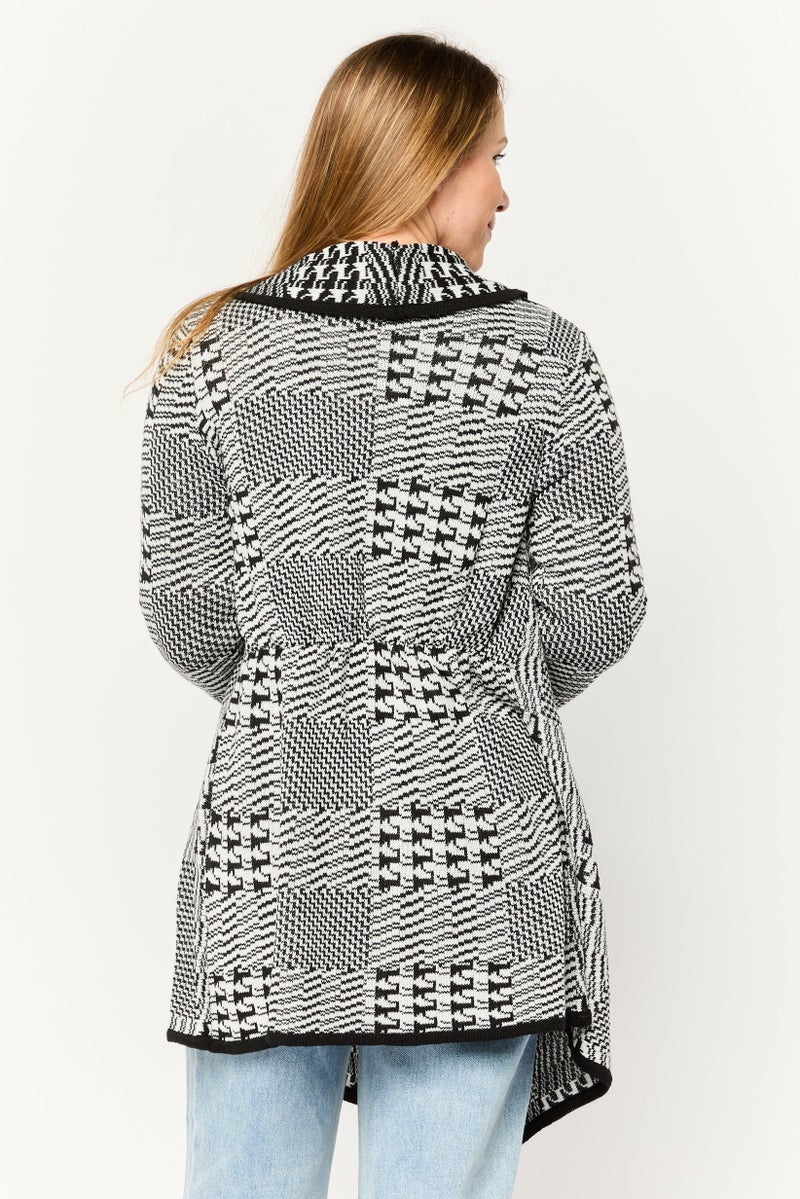 Madison + Hudson Women Split Neck Jacquard Cardigan, Multicolor - Image 4