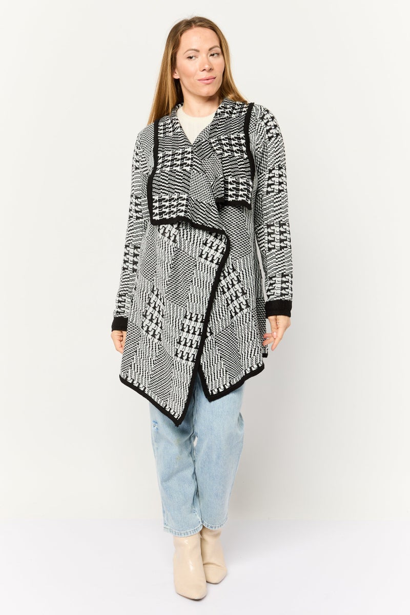 Madison + Hudson Women Split Neck Jacquard Cardigan, Multicolor - Image 2
