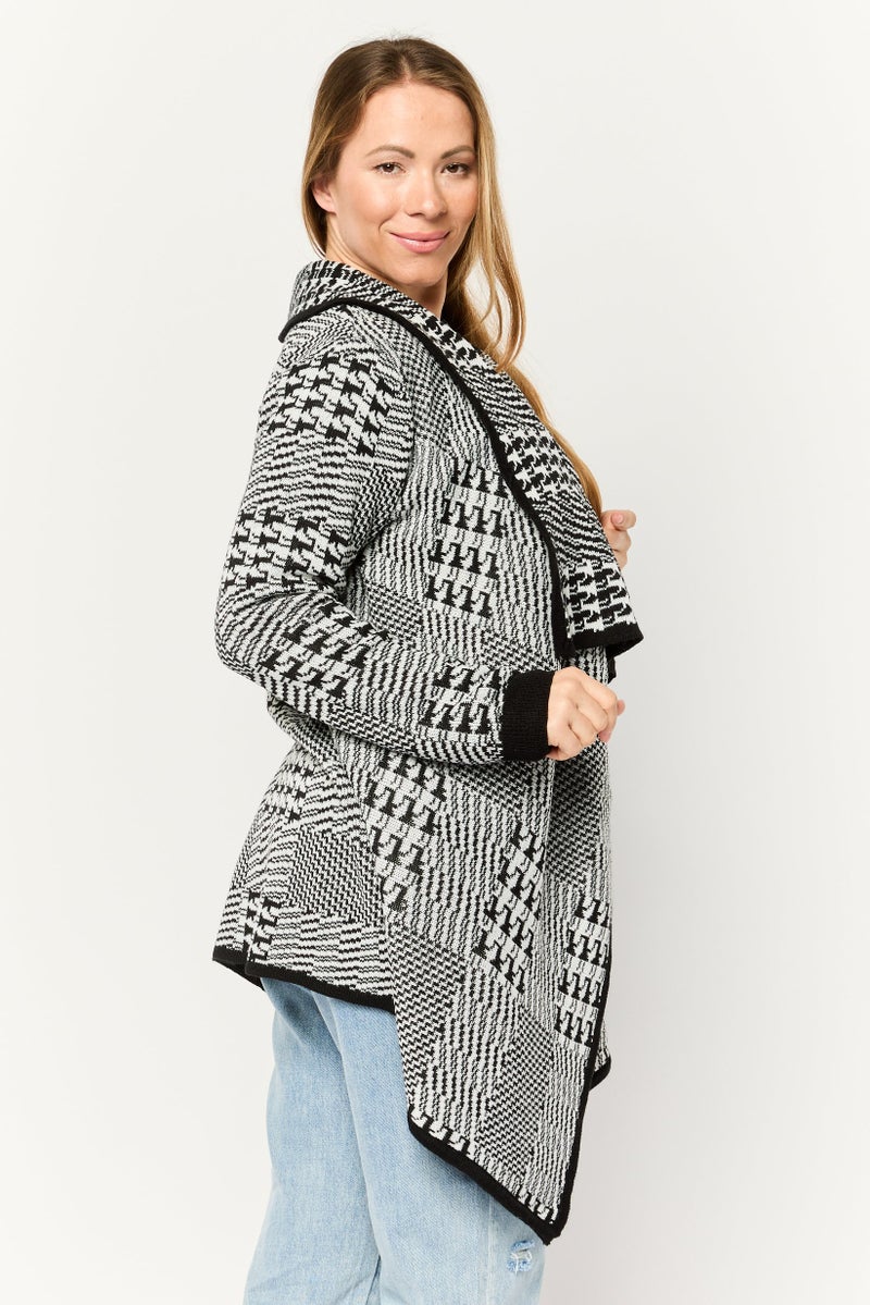 Madison + Hudson Women Split Neck Jacquard Cardigan, Multicolor - Image 3