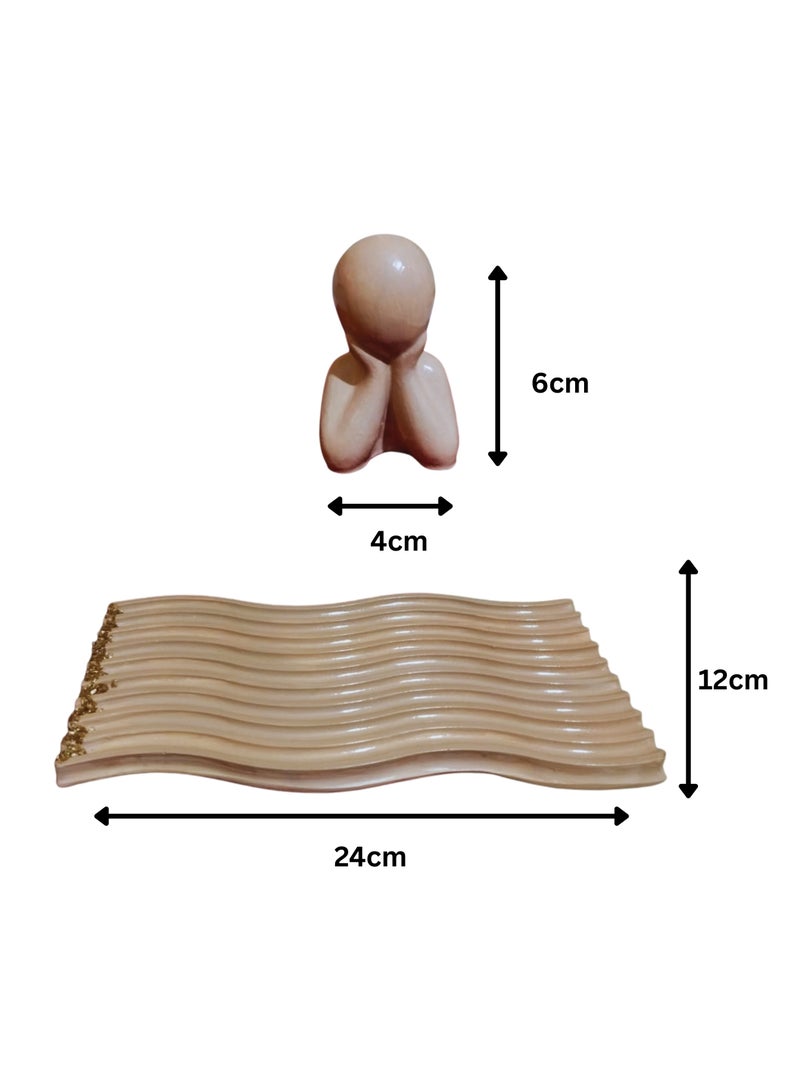 طقم ديكوري فاخر هاند ميد – مبخرة عصرية – شمعة عطرية روز فانيليا – كوستر ذهبي – هدية أنيقة - Image 4