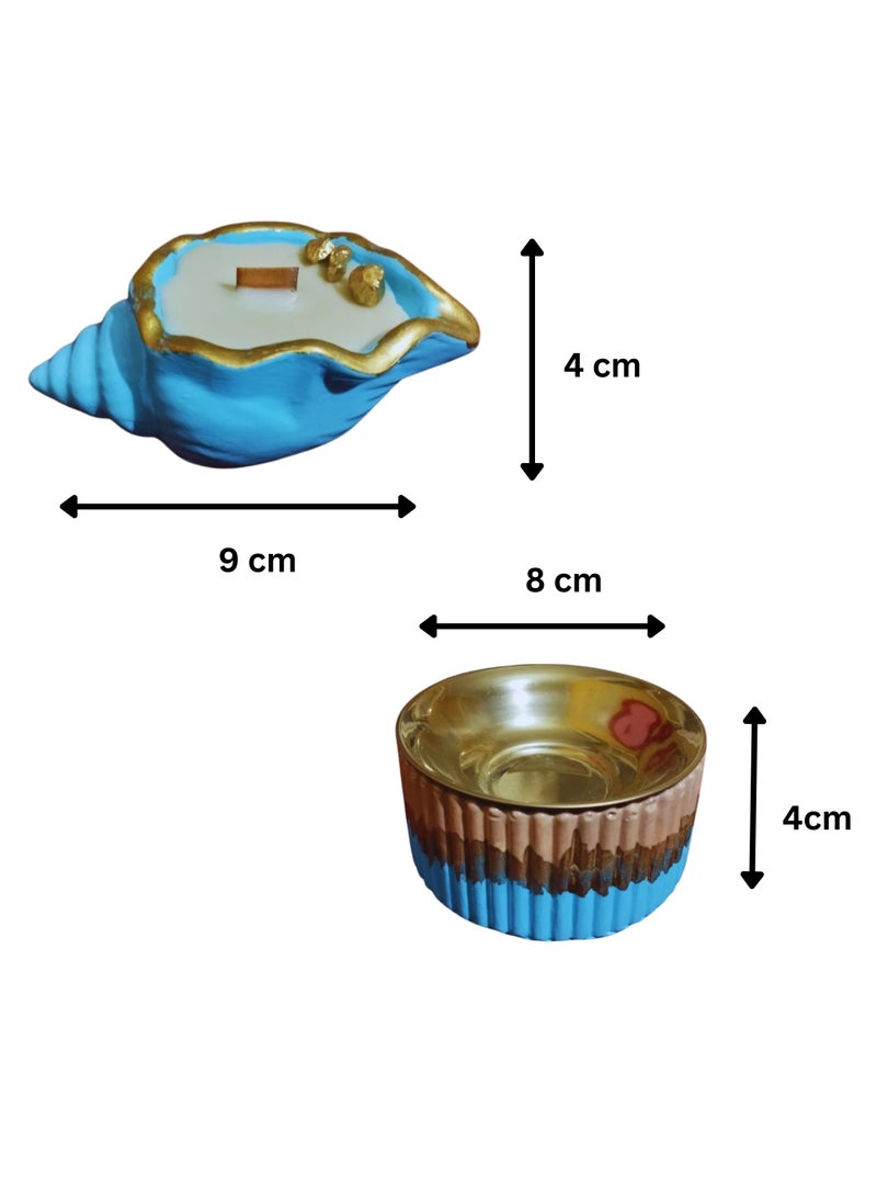 طقم ديكوري فاخر هاند ميد – مبخرة عصرية – شمعة عطرية روز فانيليا – كوستر ذهبي – هدية أنيقة - Image 5
