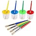 VEYLIN 4 Pcs Spill Proof Paint Cups and 4 Color Hog Bristle Paint Brushes with Handles for Kids - Image 2