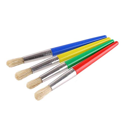 VEYLIN 4 Pcs Spill Proof Paint Cups and 4 Color Hog Bristle Paint Brushes with Handles for Kids - Image 5