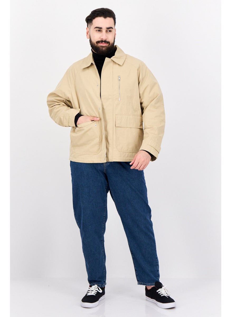 ESPRIT - Men Plain Jacket Shirt, Tan - Image 1