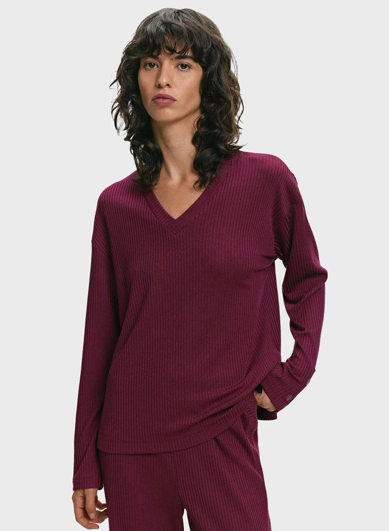 بارفوا تي شيرت بياقة على شكل حرف