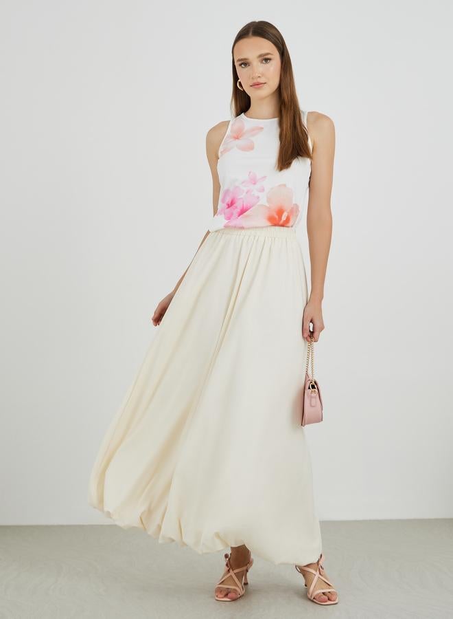 تايك تو تنورة ماكسي صلبة - مع حافة بالون - Image 1