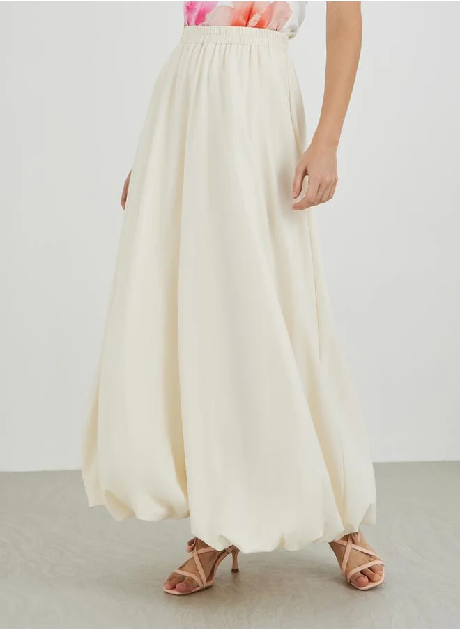 Take Two Take Two Solid A-Line Maxi Skirt with Balloon Hem