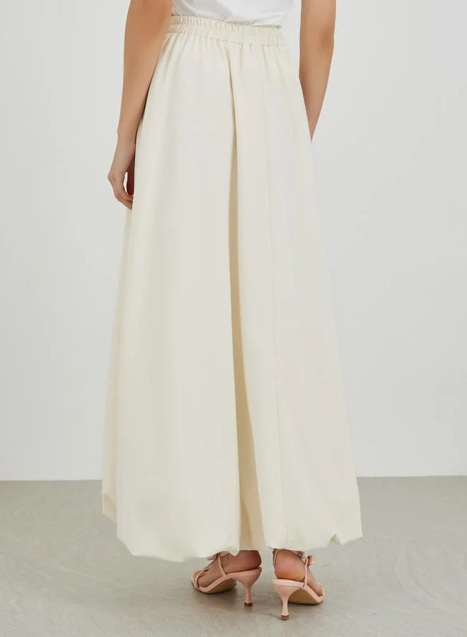 Take Two Take Two Solid A-Line Maxi Skirt with Balloon Hem