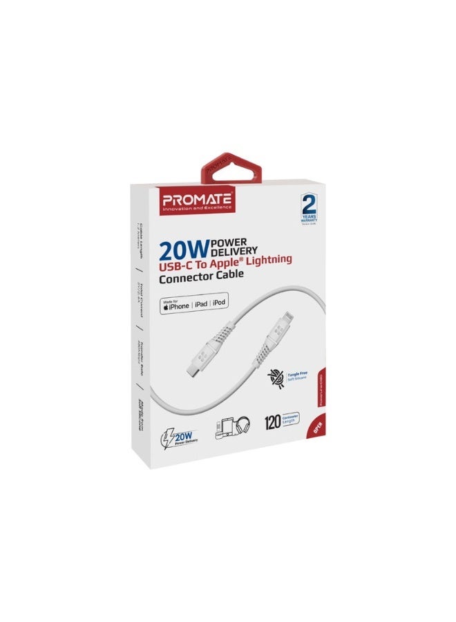 Promat Promate PowerLine-Ci120 20W Power Delivery USB-C To Apple® Lightning Connector Cable  - Image 2