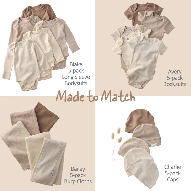Butterblu Blake 5-Pack Long Sleeve Bodysuitsâ€‹ 100% Organic Cotton Baby Boys & Girls, Natural, 3-6 Months - Image 4