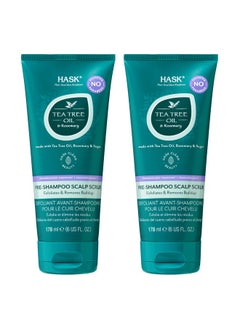 HASK HASK TEA TREE OIL & ROSEMARY Pre-Shampoo Scalp Scrub for All Hair Types, Color Safe, Gluten-Free, Sulfate-Free, Paraben-Free, Cruelty-Free - Pack of 2  - Image 1