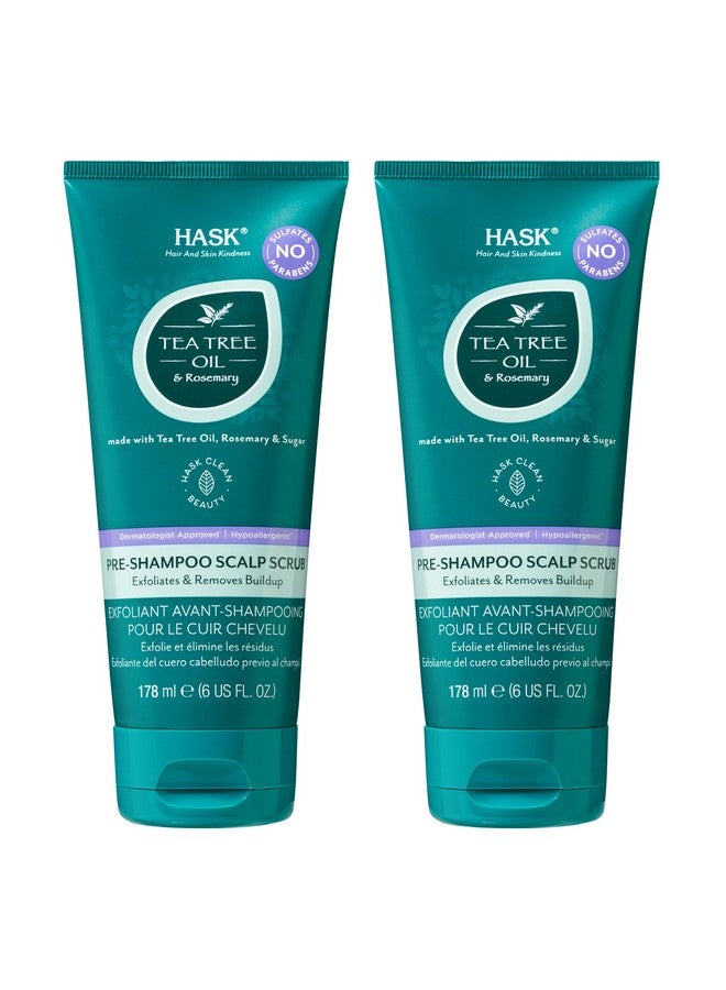 هاسك مقشر فروة الرأس قبل غسل الشعر بالشامبو بزيت شجرة الشاي وإكليل الجبل من هاسك، مناسب لجميع أنواع الشعر، آمن على اللون، خالٍ من الغلوتين والكبريتات والبارابين وخالٍ من القسوة - عبوة من قطعتين - Image 1