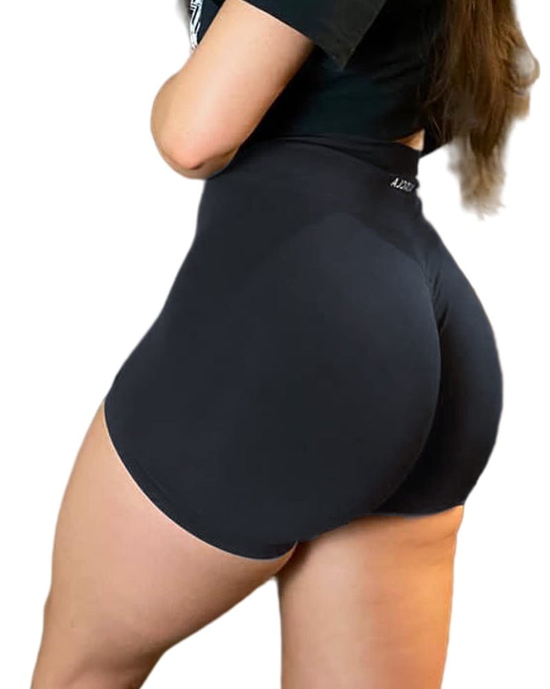 AUROLA Intensify Workout Shorts for Women Seamless Scrunch Short Gym Yoga Running Sport Active Exercise Fitness Shorts(L,Black Marl) - Image 2