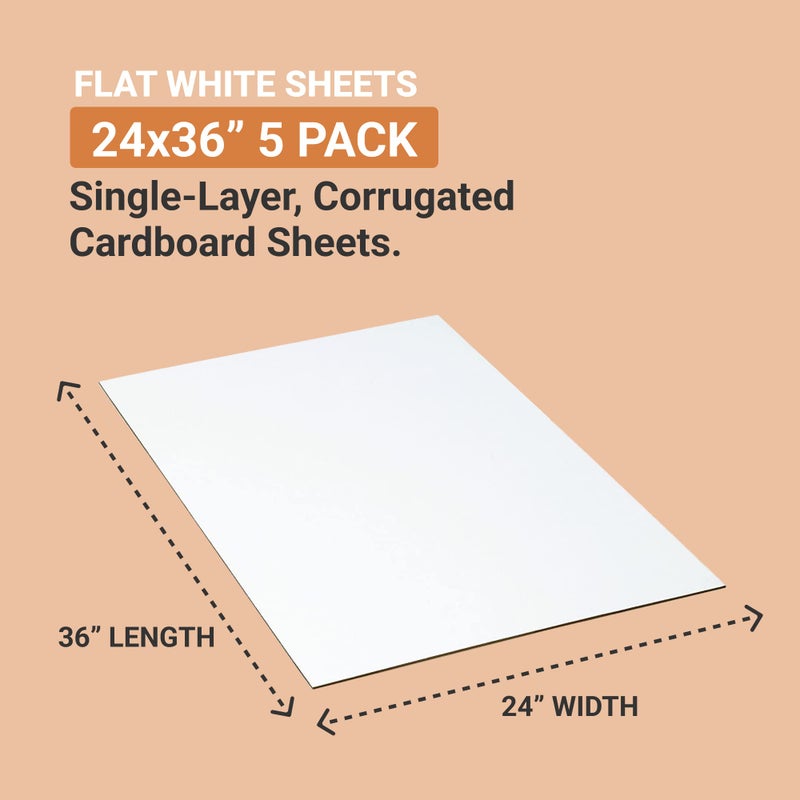AVIDITI Corrugated Cardboard Sheets 24" x 36" (5 Pack) Large Card Board for Layer Separation Packaging Mailing Shipping Packing, and Protecting Products from Forklift Damage - White, 5 Pack - Image 2