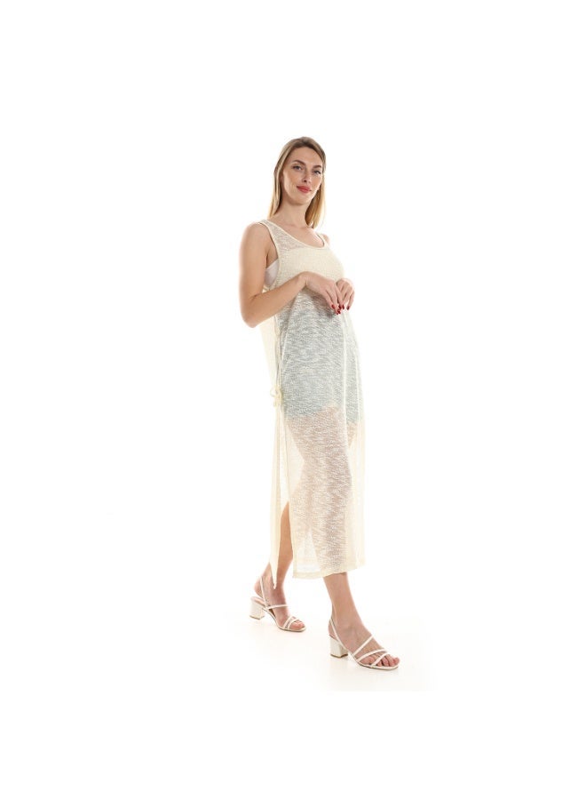 kady Jamila Women Knitted Cap Sleeves Long Cover up - Image 3