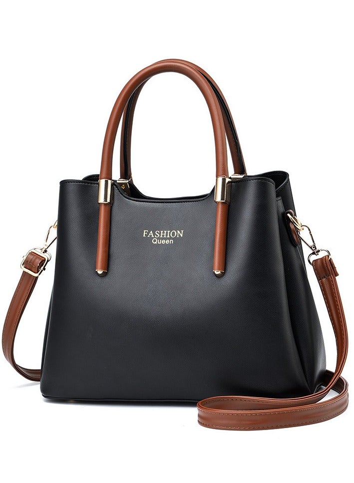 Fashion Queen Retro Elegant Handbag Advanced Leather Unique Chic All-match Large Capacity One Shoulder Crossbody Messenger Bag For Women Mother Girl Friend Gift