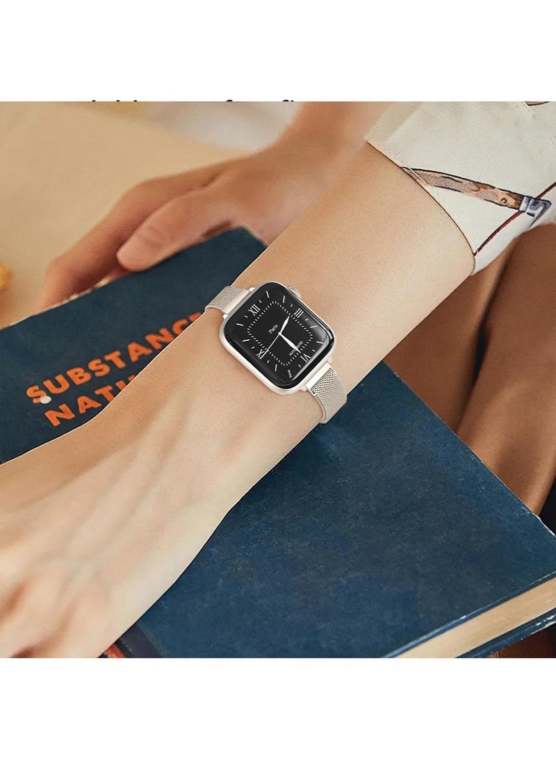 اي اي ان ايه سوار ساعة أبل للنساء متوافق مع Apple Watch 46mm 42mm 44mm 45mm 49mm شبكة أسلاك الفولاذ المقاوم للصدأ مغناطيسي مناسب لسلاسل iWatch 10 9 8 6 5 3 2 1 SE للاستخدام اليومي - Image 5