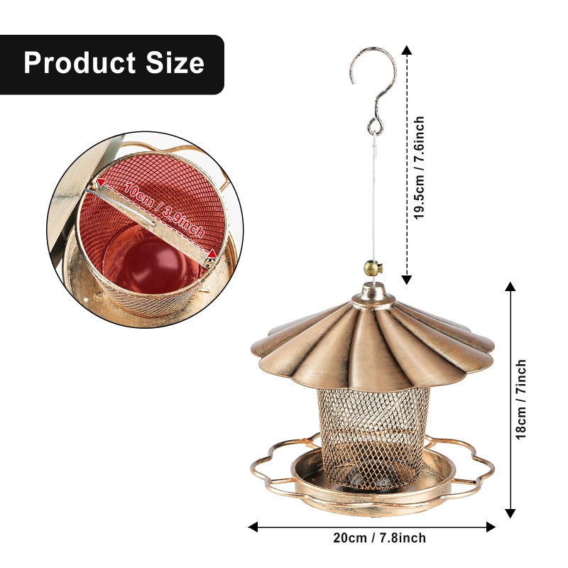 LBTING Bird Feeder for Outdoor, Squirrel Proof Metal Wild Bird Feeder for Hanging Outside Garden Yard Decoration, Flower Petals Shaped with Roof - Image 2