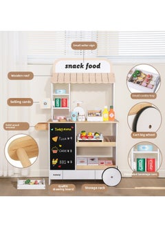 Generic Wooden Children's Danish Noble Simulation Small Shop Kitchen Suit Play House Wooden Kitchenware Parent-child Toys-Color:Danish Noble Store (basic)  - Image 4