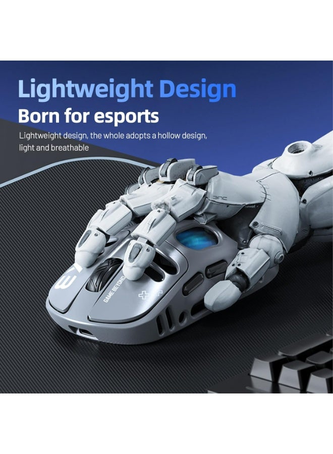 T-WOLF X3 Wireless Gaming Mouse, 70g Lightweight Hollow-out Design - 12,000 DPI PAW 3311 Sensor, 6 Programmable Buttons, Supports Wired/2.4GHz/Bluetooth Connection, Suitable for PC/Mac/Gamers (Gray) - Image 4