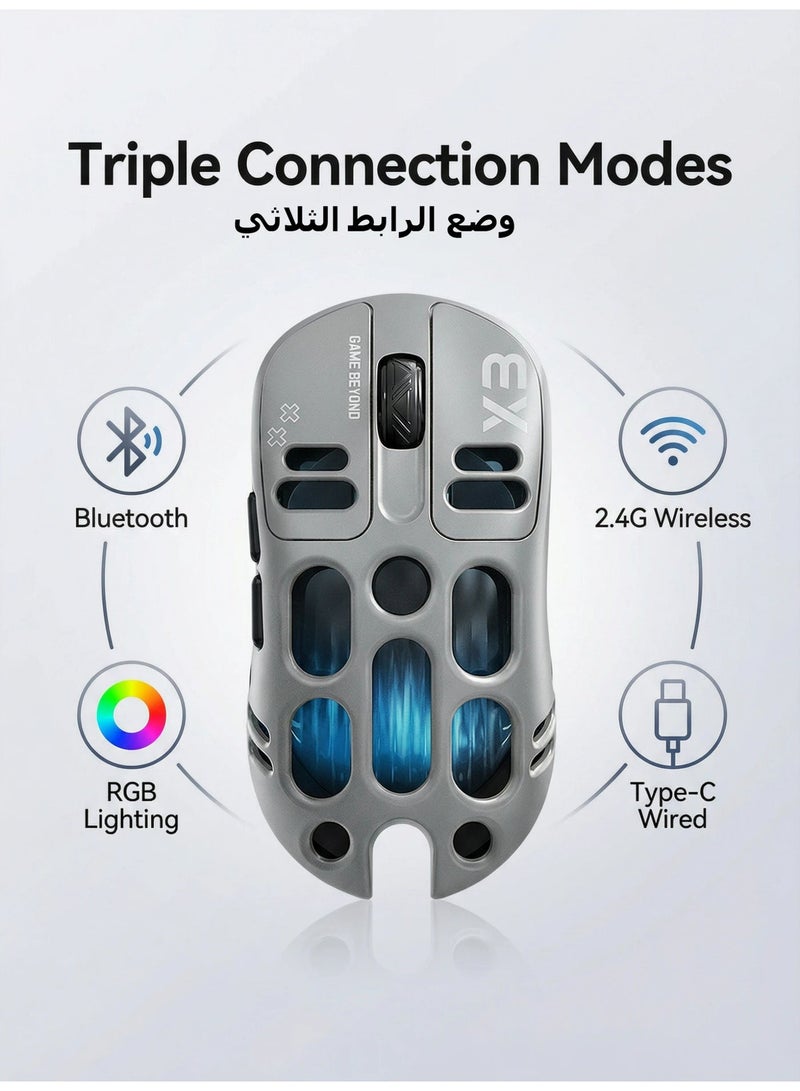 تي- وولف ماوس بلوتوث ، ماوس الكمبيوتر ، ماوس الألعاب ، ماوس لاسلكي ، بلوتوث ، 2.4GHz USB ، اتصال ثلاثي الوضع ، شحن بطارية 500mAh TYPEC ، ماوس RGB ، ماوس الكمبيوتر المحمول الألعاب 5D ، DIP حتى 12000  " - Image 1