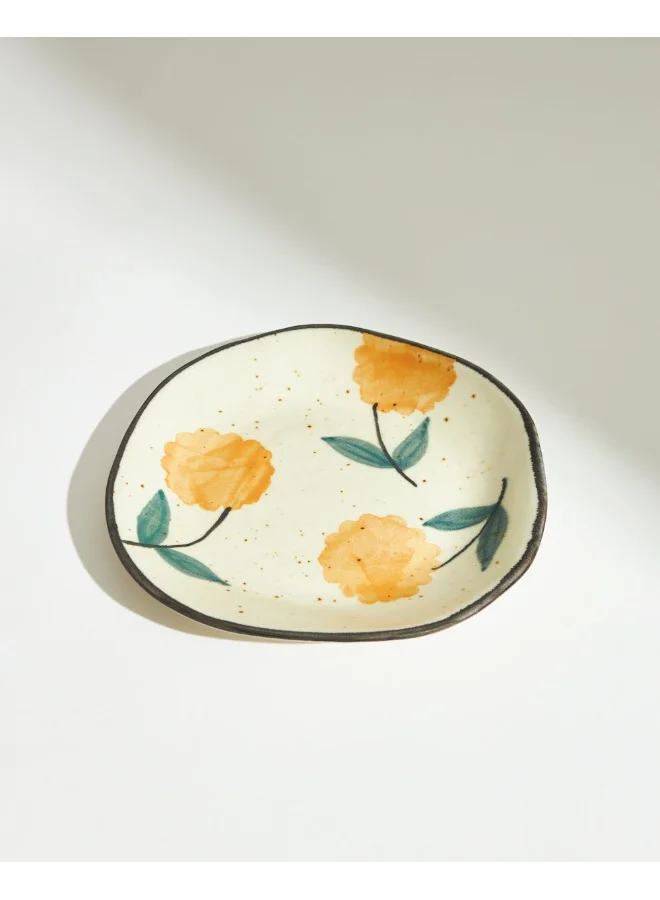 Chumbak Marigold Quarter Plate | Handpainted Stoneware