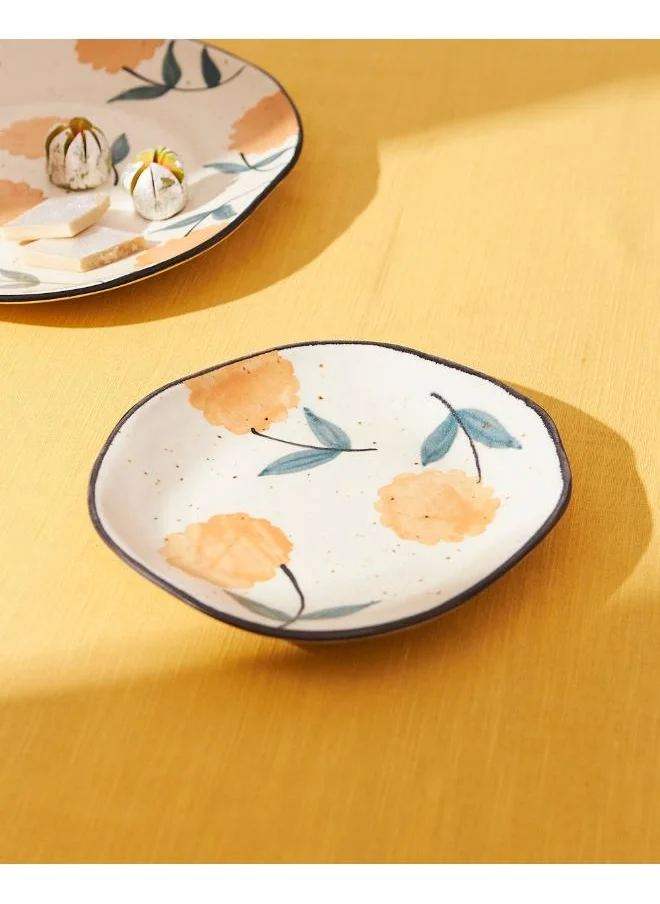 Chumbak Marigold Quarter Plate | Handpainted Stoneware