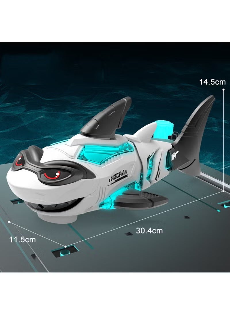 Arabest Electric Shark Toy Cute Robotic Shark Toy Crawling Electric Fish Simulated Shark Interactive Musical Toy with Automatic Driving, Playing Music, Led Lights Kids Gifts (White) - Image 1