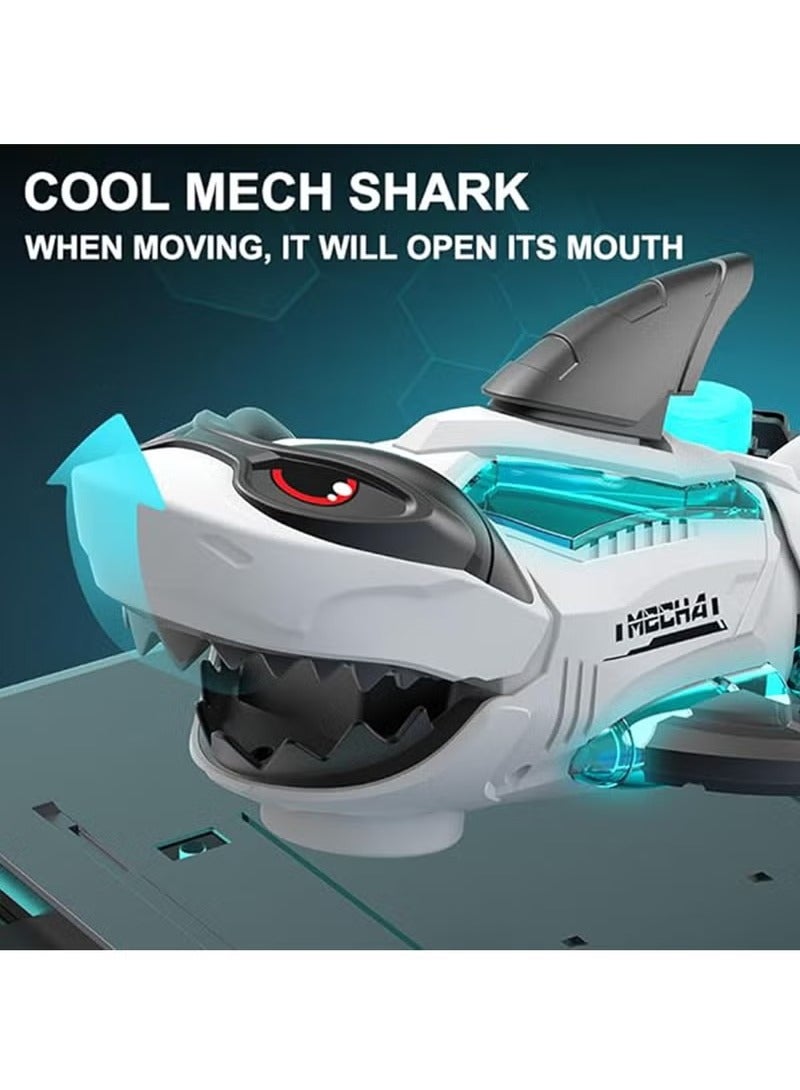 Arabest Electric Shark Toy Cute Robotic Shark Toy Crawling Electric Fish Simulated Shark Interactive Musical Toy with Automatic Driving, Playing Music, Led Lights Kids Gifts (White) - Image 4