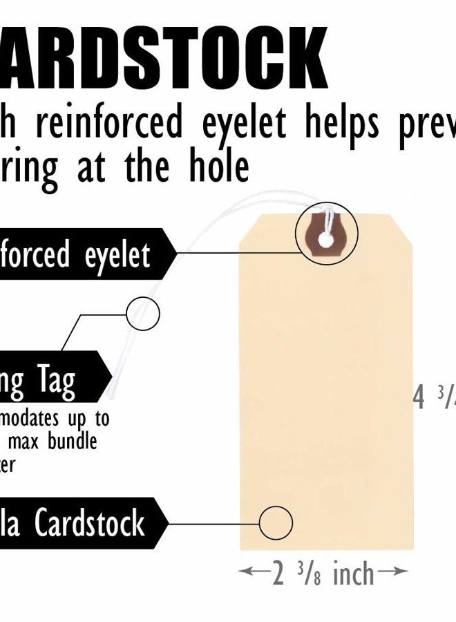 Amram Strung Shipping Tags 4 3/4 Inch X 2 3/8 Inch 100 Tags Manila with Reinforced Eyelet - Image 3