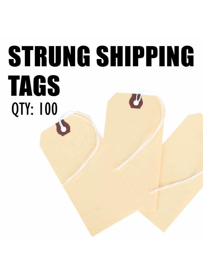 Amram Strung Shipping Tags 4 3/4 Inch X 2 3/8 Inch 100 Tags Manila with Reinforced Eyelet - Image 2