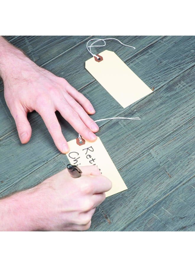 Amram Strung Shipping Tags 4 3/4 Inch X 2 3/8 Inch 100 Tags Manila with Reinforced Eyelet - Image 5