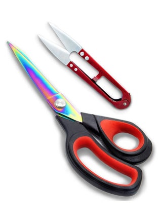 Fabric Scissors Red/Black, 9.5 Inch – Heavy-Duty Titanium Coated Stainless Steel Dressmaking Scissors with Soft Grip - Extra Sharp Sewing Scissors for Fabric Cutting – Including Thread Cutter - pzsku/Z06C547A75014031E3799Z/45/_/1677918020/8a126fcc-5137-419f-bf08-270fb47c45af