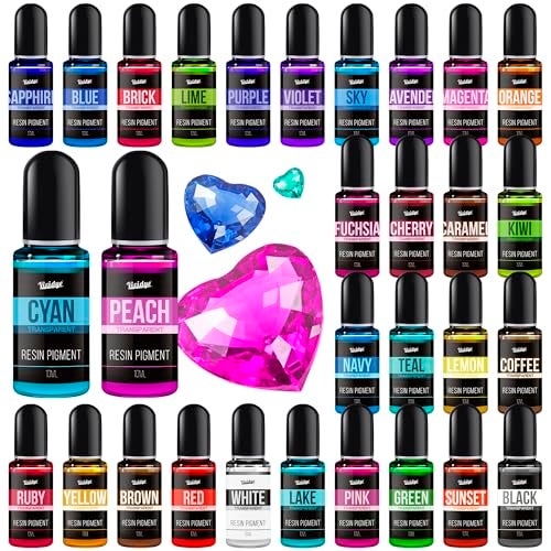 Vividye Epoxy Resin Pigment - 30 Colors Concentrated Liquid Epoxy Resin Dye, Transparent Resin Colorant for Resin Coloring, DIY Resin Jewelry Making, Resin Painting, Resin Art Crafts - 0.35oz/10ml Each - Image 1