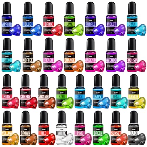 Vividye Epoxy Resin Pigment - 30 Colors Concentrated Liquid Epoxy Resin Dye, Transparent Resin Colorant for Resin Coloring, DIY Resin Jewelry Making, Resin Painting, Resin Art Crafts - 0.35oz/10ml Each - Image 2