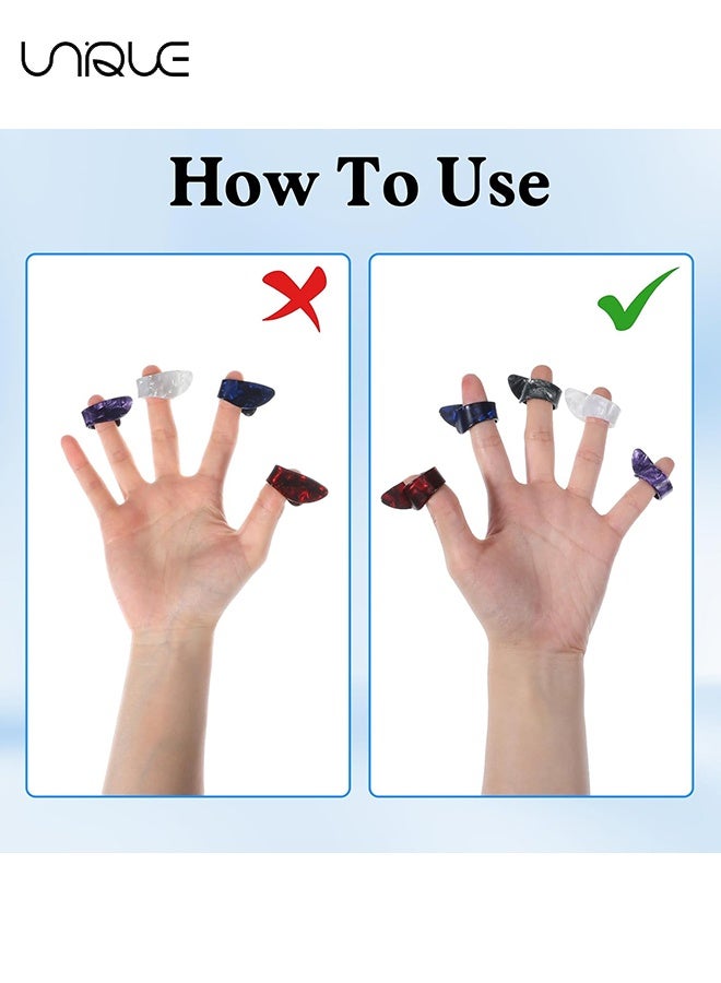 Unique 12Pcs Guitar Finger Picks, Adjustable Thumb Picks, 6 Colors Thumb Finger Pick Holder Set, Flat Thumbpicks Fingertip Protector for Acoustic Guitar Bass Banjo Harp Ukulele Fingerstyle - Image 5