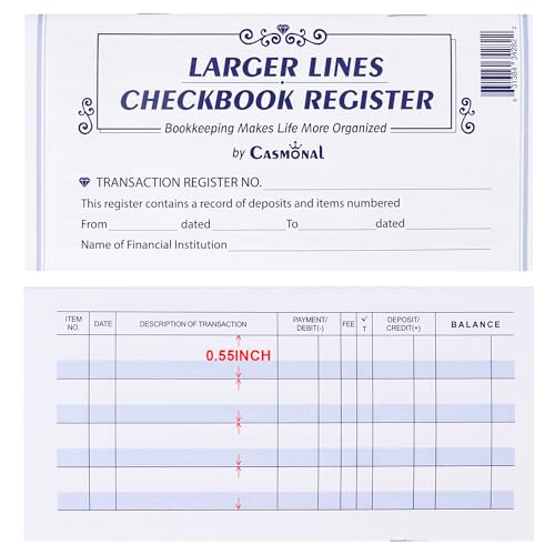 Casmonal Larger Lines 20 Pack Checkbook Register, Check Registers for Personal Use, Blank Ledger Transaction Registers for Personal or Business Banking, Check Register Book Easy to Read, 24/25/26 Calendars - Image 1
