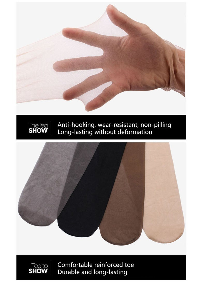 Women Stockings Pantyhose, 4 Pairs Tights Silk Stockings Female Ultra-Thin Models Anti-Hook Cut Solid Color Invisible Pantyhose Reinforced Durable Breathable - Image 4