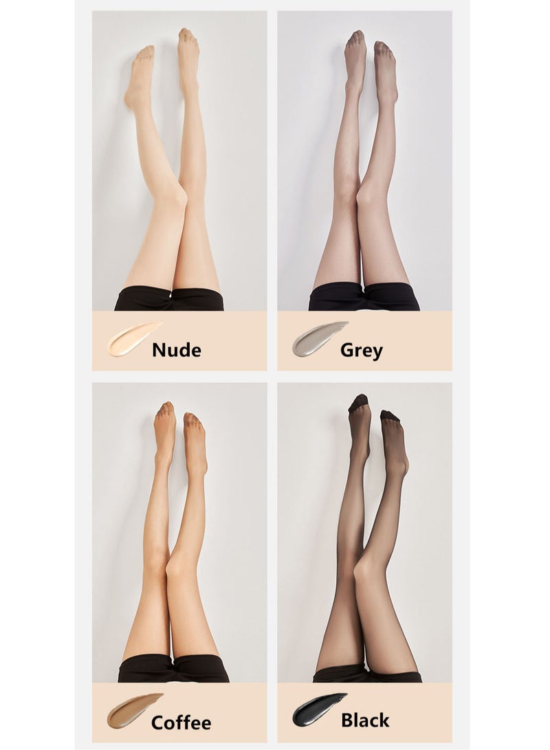 Women Stockings Pantyhose, 4 Pairs Tights Silk Stockings Female Ultra-Thin Models Anti-Hook Cut Solid Color Invisible Pantyhose Reinforced Durable Breathable - Image 5