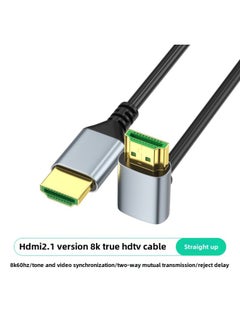 Hdmi Line 8K60 شاشة الكمبيوتر، اتصال جهاز العرض، خط HD لأعلى وأسفل الكوع الأيسر والأيمن 2.1 إصدار - اللون: رأس مستقيم يتحول لأعلى - كابل Hdmi رفيع قياسي {2.1 إصدار 8k60hz} - طول الخط: 2 متر