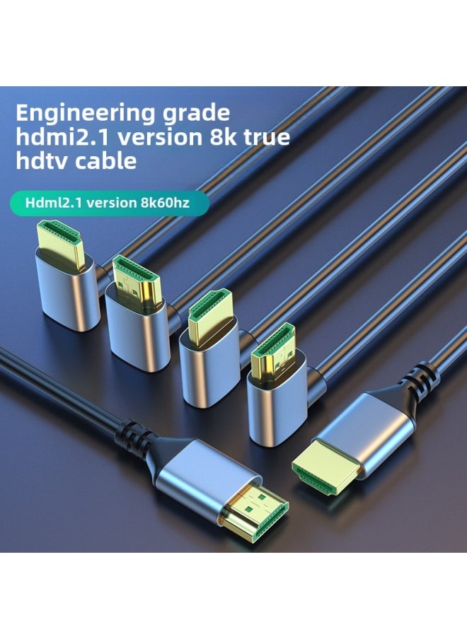ماركة غير محددة Hdmi Line 8K60 شاشة الكمبيوتر، اتصال جهاز العرض، خط HD لأعلى وأسفل الكوع الأيسر والأيمن 2.1 إصدار - اللون: رأس مستقيم يتحول لأعلى - كابل Hdmi رفيع قياسي {2.1 إصدار 8k60hz} - طول الخط: 2 متر  - Image 2