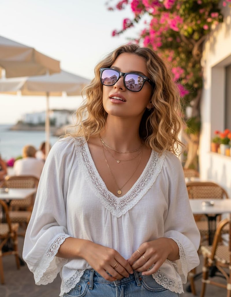 SIPHEW Polarized Sunglasses for Women & Men - UV400 Mirrored Beach Eyewear, Designer Unisex Fashion Sunglasses w/Medium Fit - Image 2
