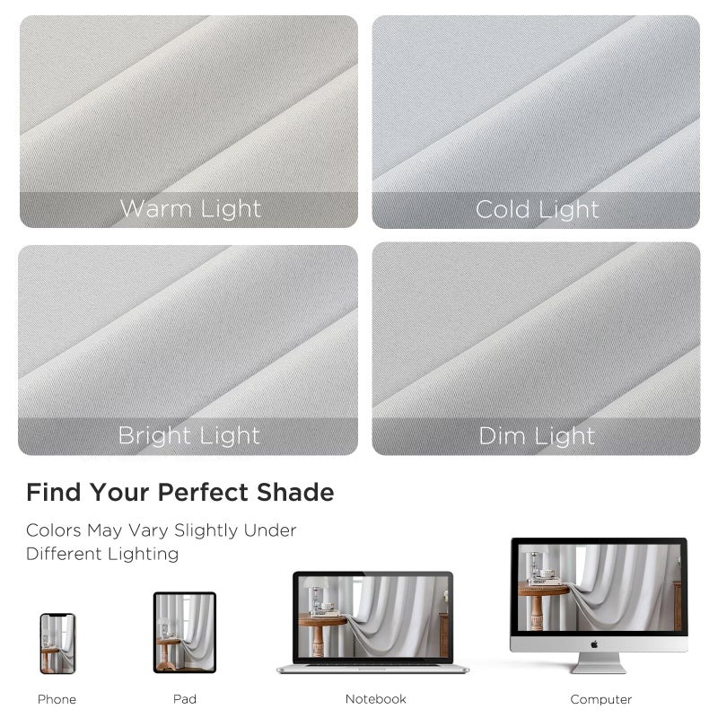 CUCRAF Grayish White Blackout Curtains 84 inch Length 2 Panels Set, Rod Pocket Room Darkening Drapes for Bedroom Living Room, Insulated Thermal Light Blocking Window Curtain (W52 x L84 Inch) - Image 4